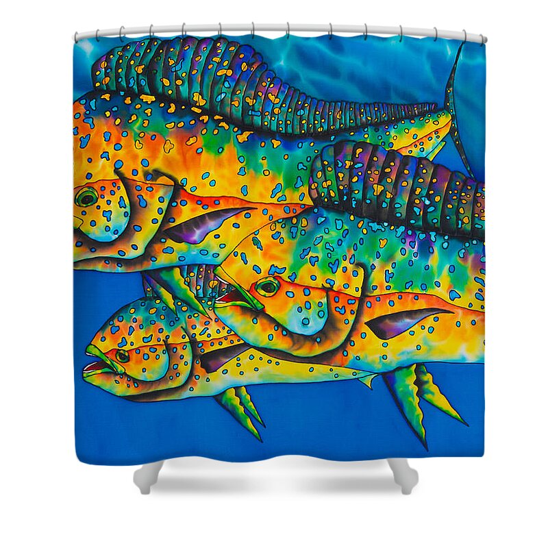 Mahi Mahi Shower Curtain featuring the painting Caribbean Mahi Mahi - Dorado Fish by Daniel Jean-Baptiste