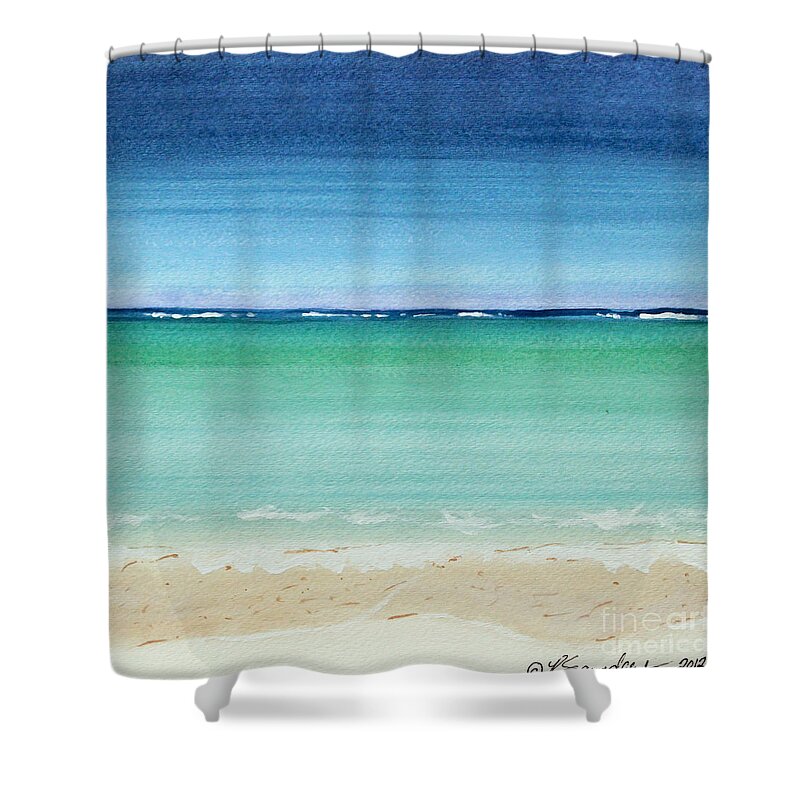 Florida Paintings Shower Curtain featuring the painting Reaf Ocean Turquoise Waters Square by Robyn Saunders