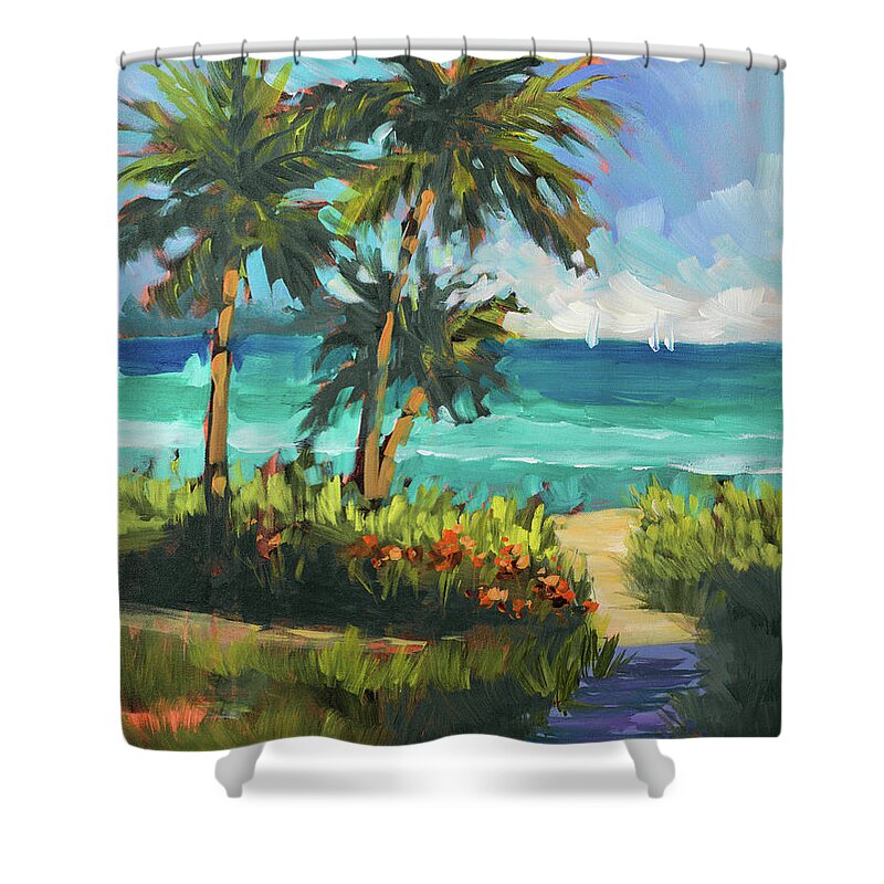 Caribbean Shower Curtain featuring the painting Caribbean View II by Jane Slivka