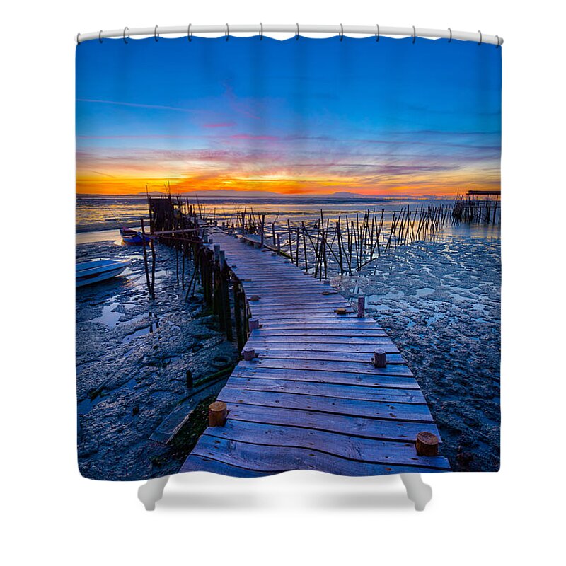 Carrasquiera Shower Curtain featuring the photograph Carrasquiera Blue Hour by Mark Rogers