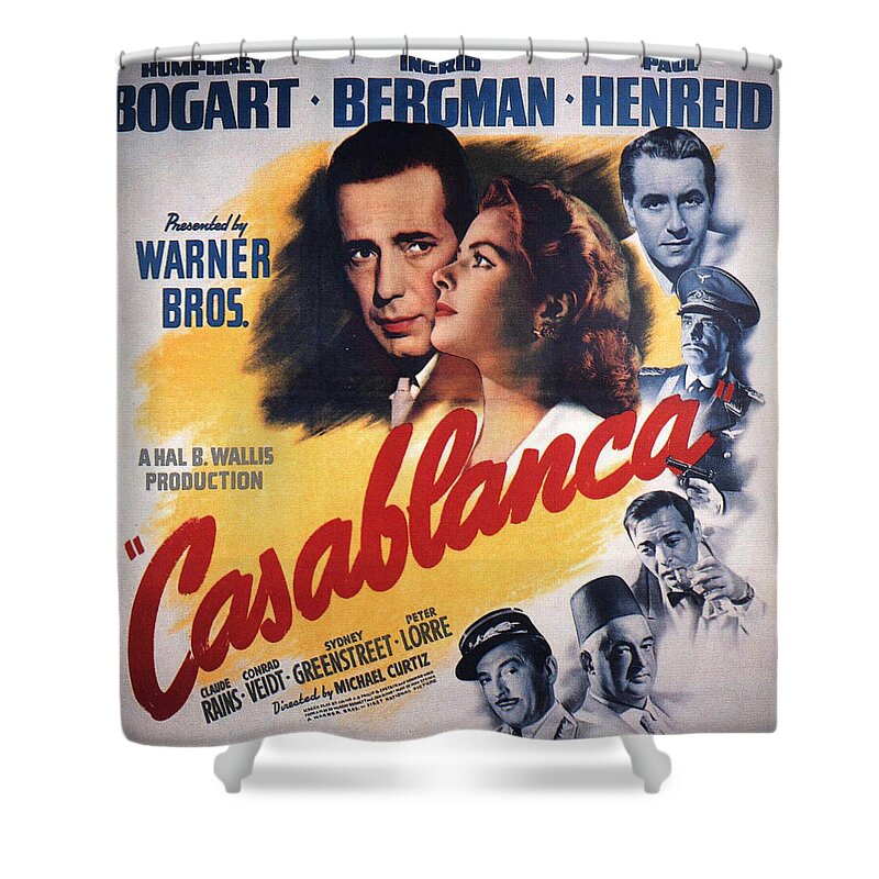 40s Shower Curtain featuring the digital art Casablanca in Color by Georgia Clare