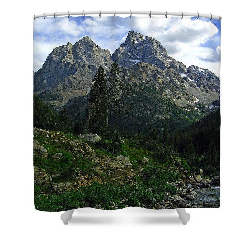 Cascade Canyon Shower Curtain featuring the photograph Cascade Creek The Grand Mount Owen by Raymond Salani III