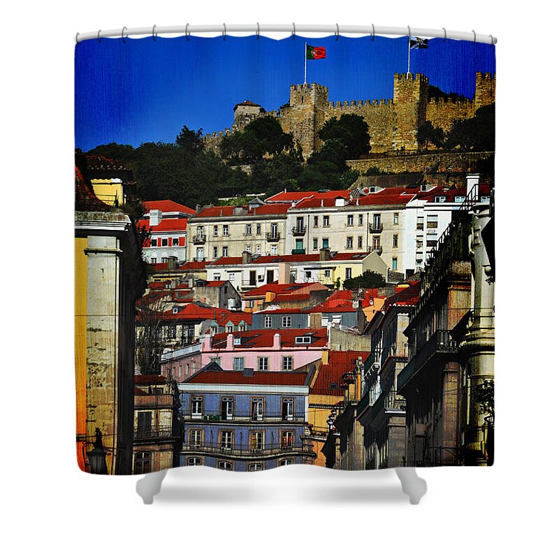 Castelo De Sao Jorge Shower Curtain featuring the photograph Castelo de Sao Jorge by Mary Machare