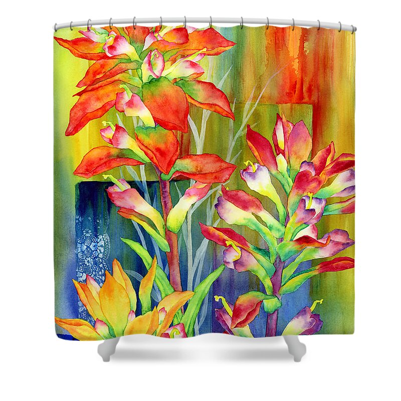 Wild Flower Shower Curtain featuring the painting Castilleja Indivisa by Hailey E Herrera