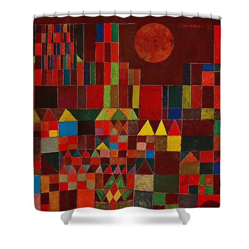 Paul Klee Shower Curtain featuring the painting Castle And Sun by Paul Klee
