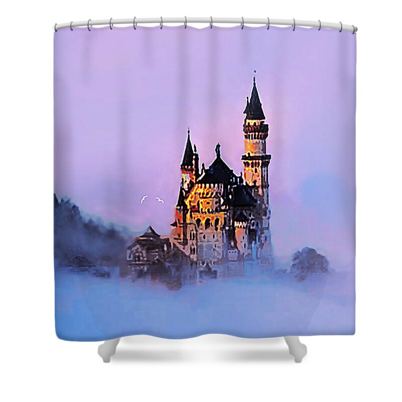 Fantasy Shower Curtain featuring the painting Castle in the clouds by CHAZ Daugherty