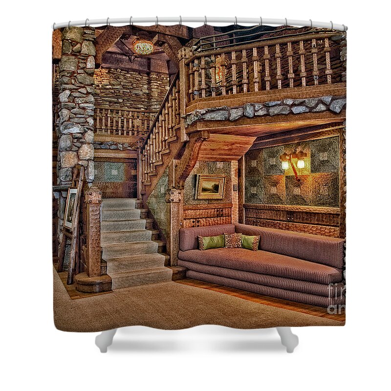 Gillette Castle Shower Curtain featuring the photograph Castle Living Room by Susan Candelario