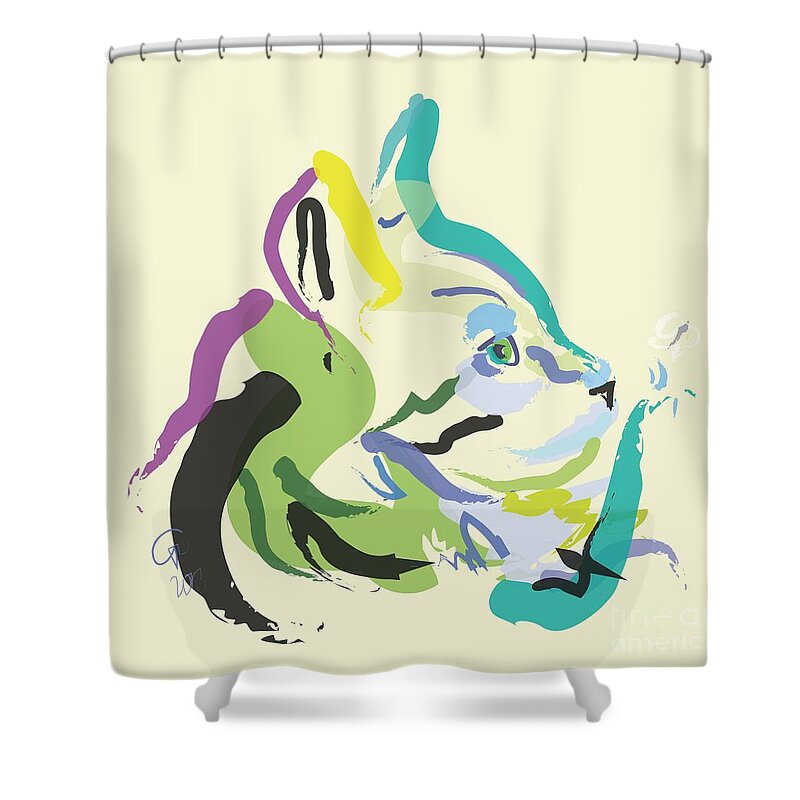 Pet Shower Curtain featuring the painting Cat Lisa by Go Van Kampen