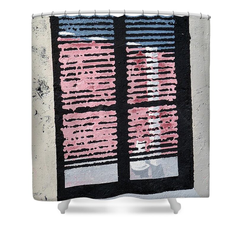 Stripped Cat Shower Curtain featuring the painting Cat N Window by Michael Dillon
