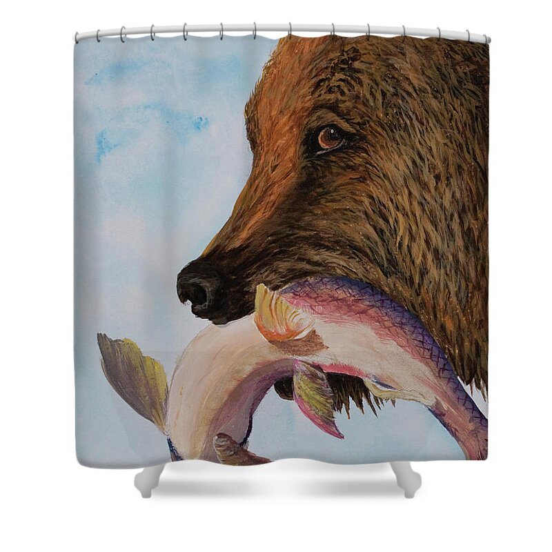 Animal Shower Curtain featuring the painting Catch Of The Day by Darice Machel McGuire