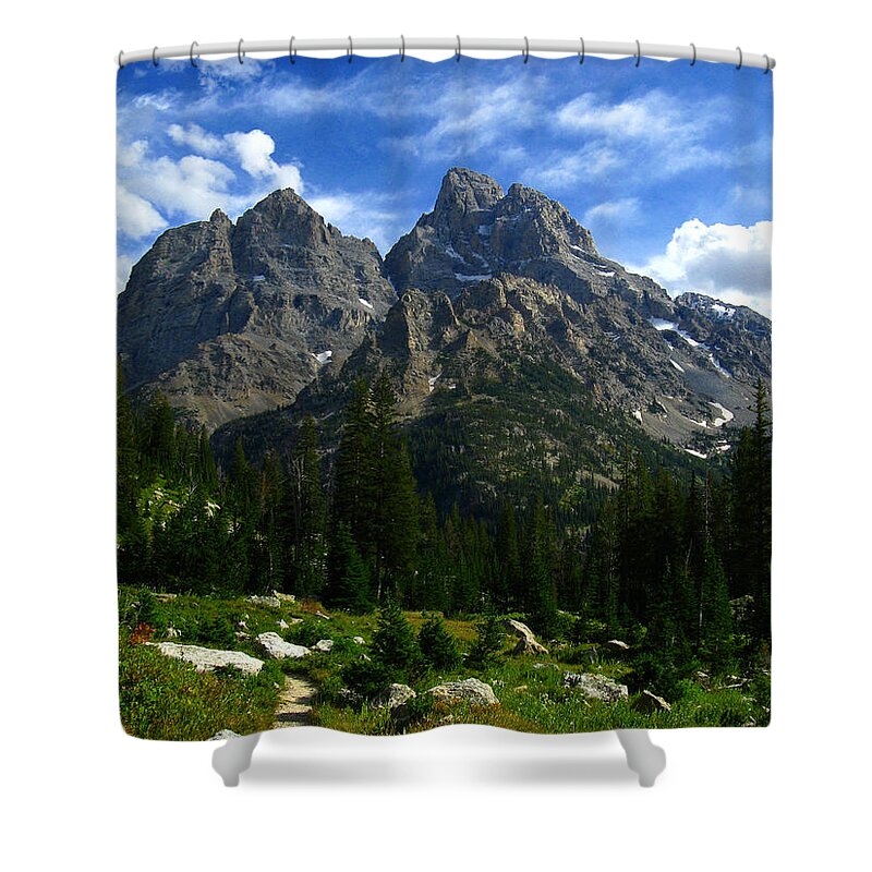 The Cathedral Group Shower Curtain featuring the photograph Cathedral Group from the Northwest by Raymond Salani III