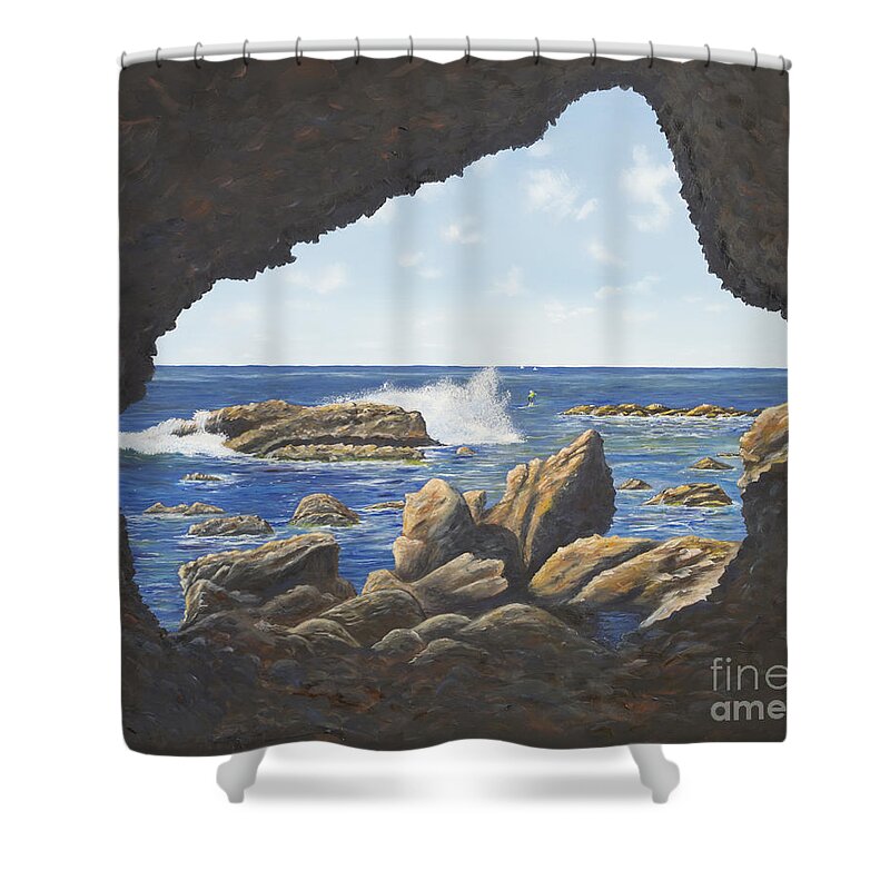 Cave Shower Curtain featuring the painting Cave View by Mary Scott