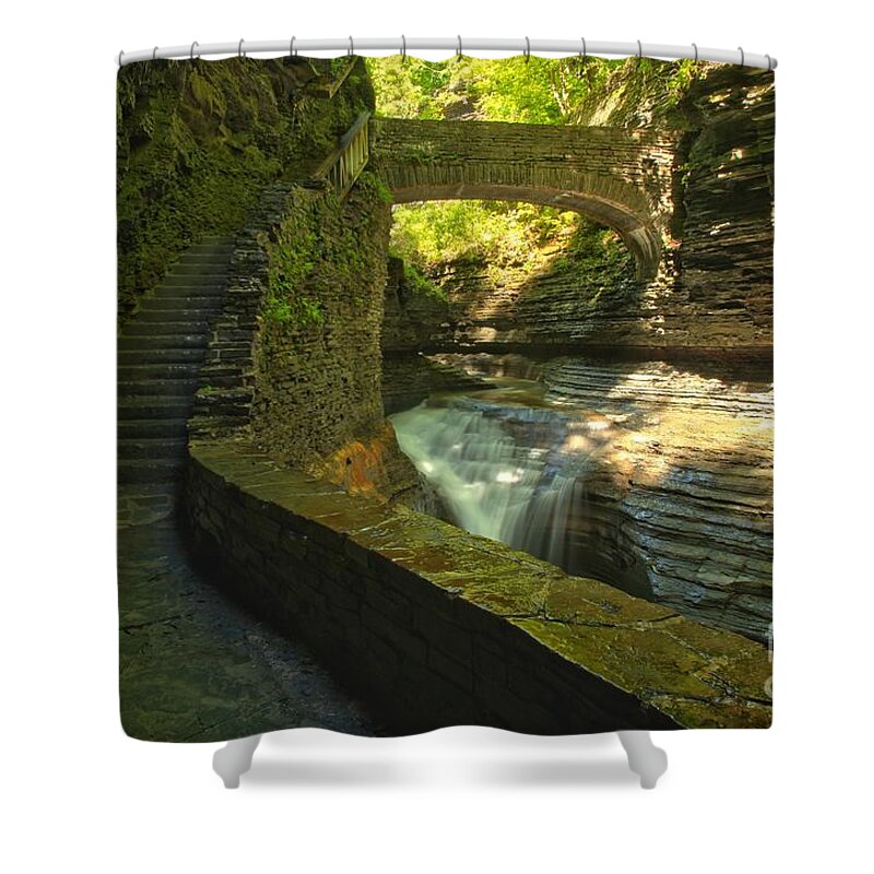 Watkins Glen State Park Shower Curtain featuring the photograph CCC Path To The Falls by Adam Jewell