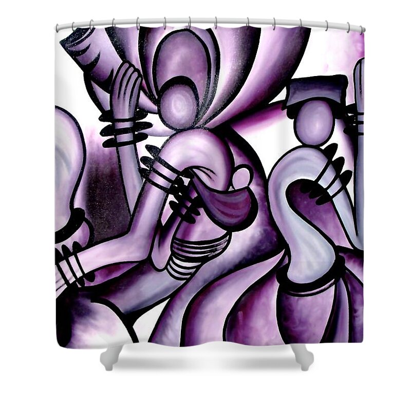 Ras T Shower Curtain featuring the painting Celebration by Ras T