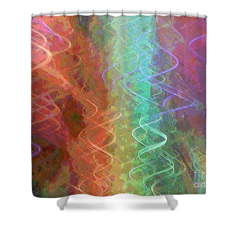 Celeritas Shower Curtain featuring the mixed media Celeritas 57 by Leigh Eldred