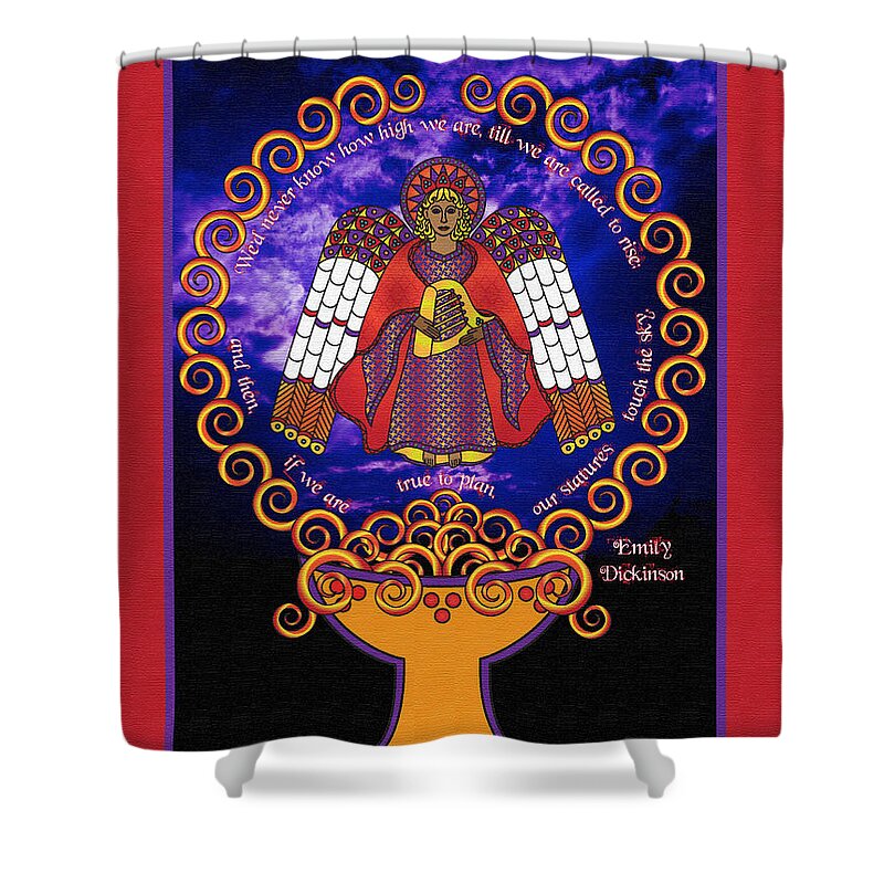 Celtic Angel Shower Curtain featuring the digital art Celtic Angel Rising by Celtic Artist Angela Dawn MacKay