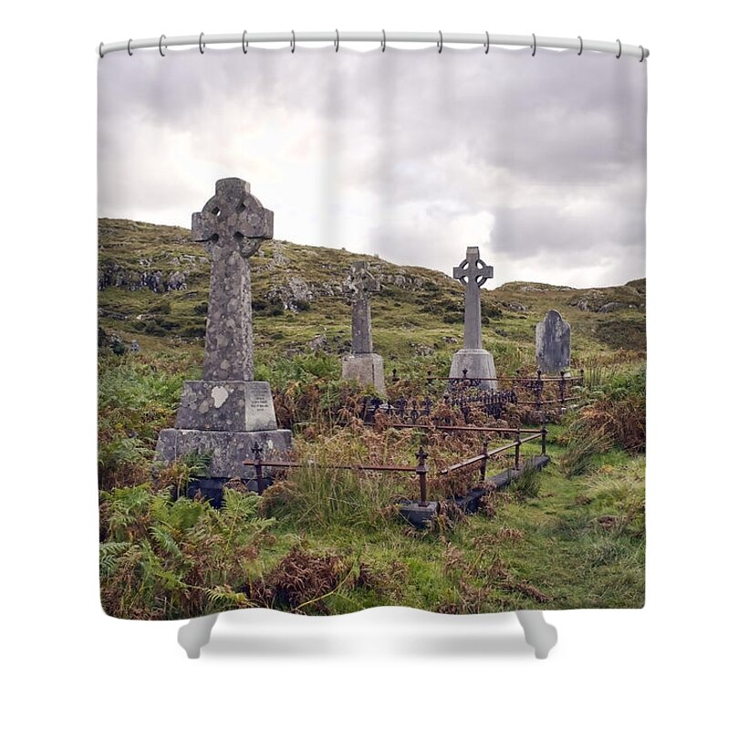 Celtic Cross Shower Curtain featuring the photograph Celtic Cemetary by Hugh Smith