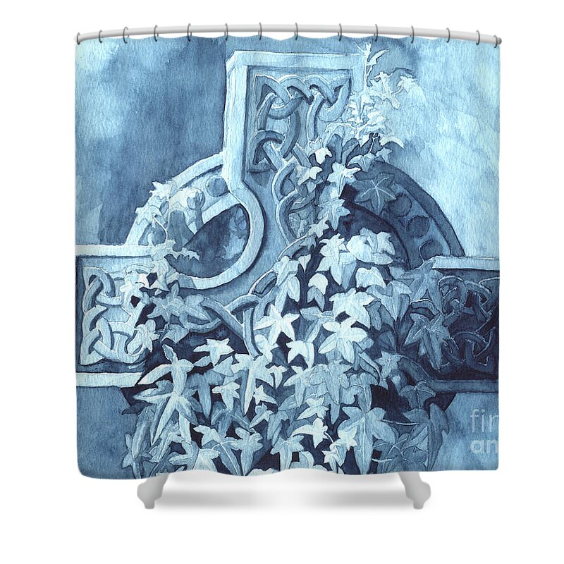 Celtic Cross Shower Curtain featuring the painting Celtic Cross Study by Lynn Quinn