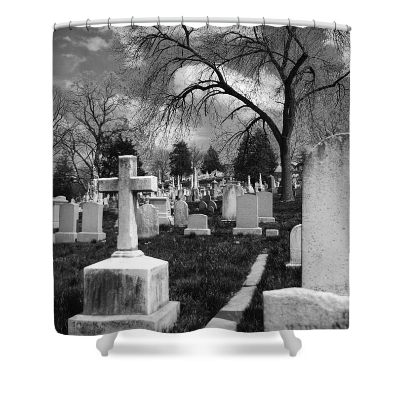 Cemetery Shower Curtain featuring the photograph Cemetery Solitude by Jennifer Ancker