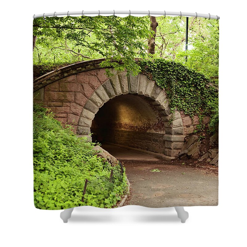 Recreational Pursuit Shower Curtain featuring the photograph Central Park Bridge by Magnez2