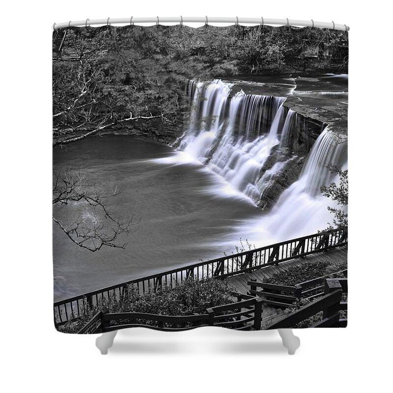Chagrin Shower Curtain featuring the photograph Chagrin Falls by Frozen in Time Fine Art Photography