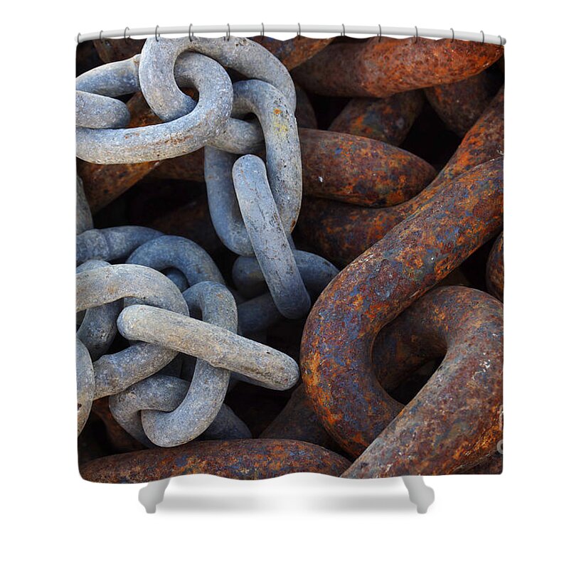 Anchor Shower Curtain featuring the photograph Chain Links by Carlos Caetano