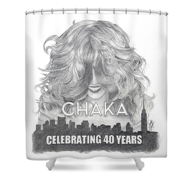 Chaka Khan Shower Curtain featuring the painting Chaka 40 Years by Joette Snyder