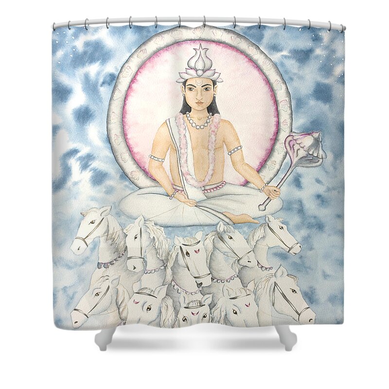 Vedic Astrology Shower Curtain featuring the painting Chandra The Moon by Srishti Wilhelm
