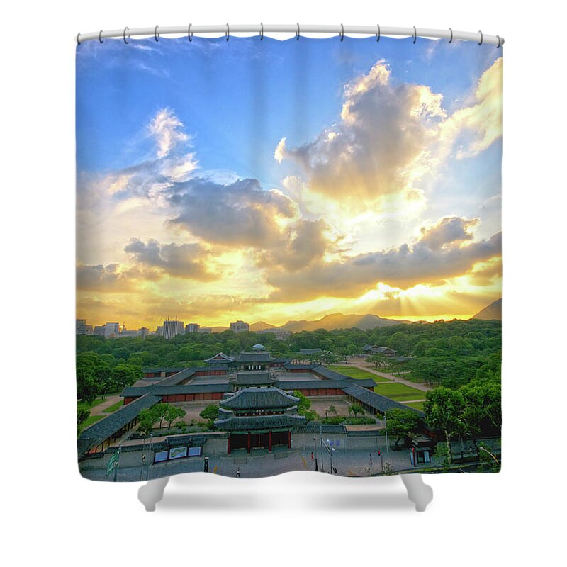 Built Structure Shower Curtain featuring the photograph Changgyeonggung Palace Sunset by Robert Koehler