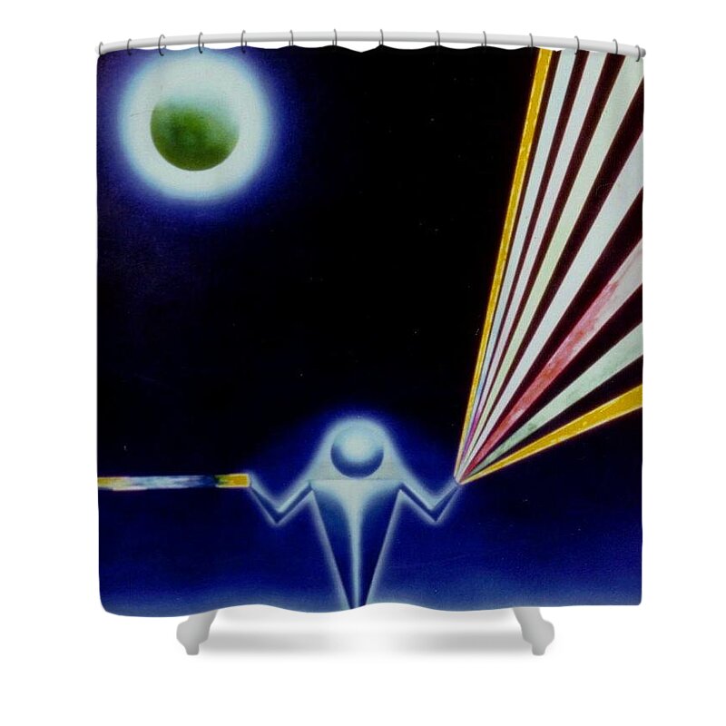 Space Painting Shower Curtain featuring the painting Channeling by David Neace CPX