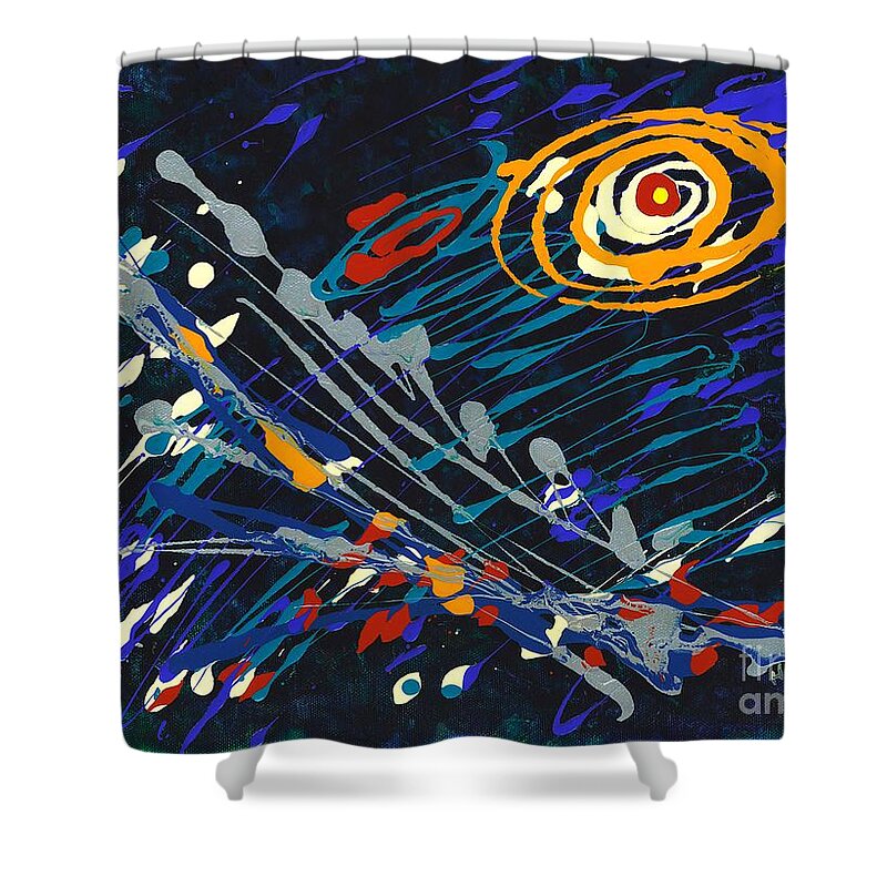 Chaosa Shower Curtain featuring the painting Chaosa by Holly Carmichael