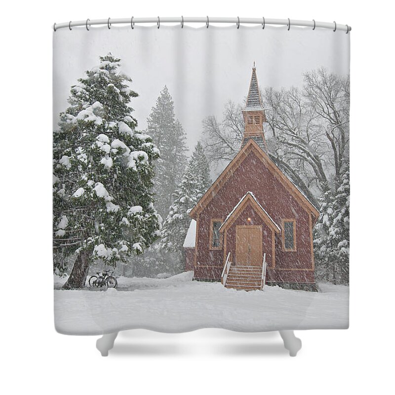 Tranquility Shower Curtain featuring the photograph Chapel At Yosemite by Sapna Reddy Photography