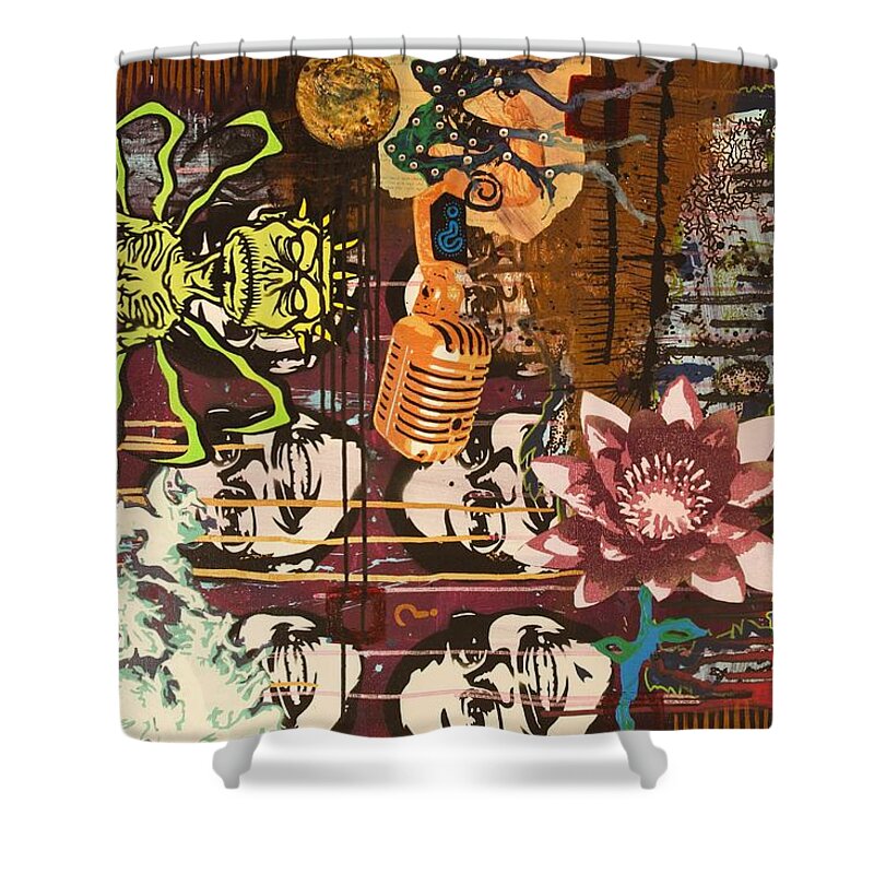 Abstract Shower Curtain featuring the painting Charlie Brown by Bobby Zeik