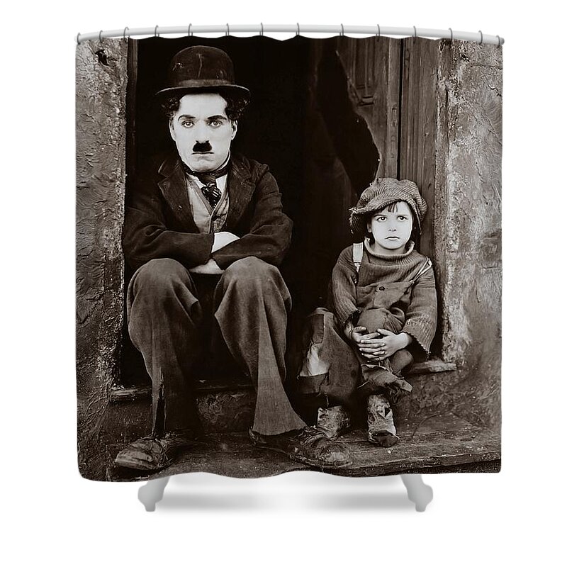 Charlie Chaplin Shower Curtain featuring the photograph Charlie Chaplin 812 by Movie Poster Prints