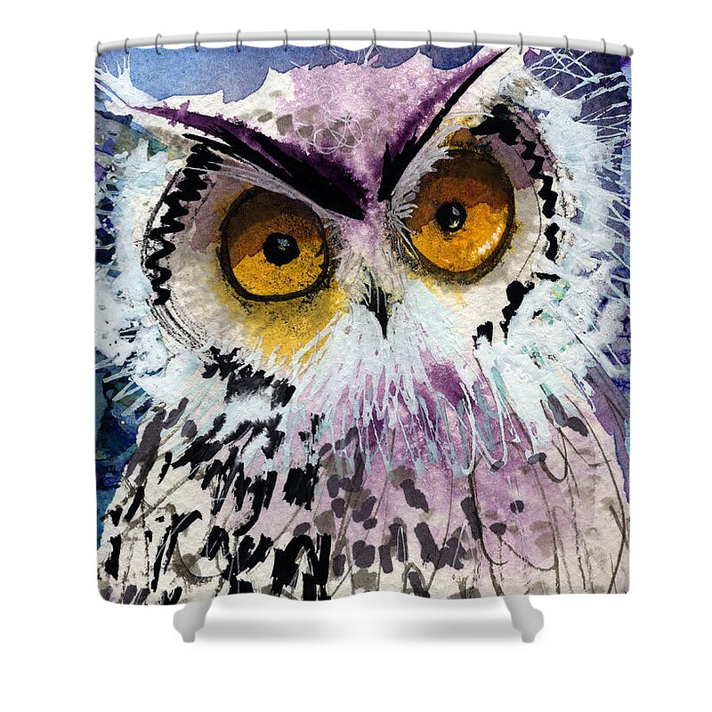  Owl Shower Curtain featuring the painting Charlotte by Laurel Bahe