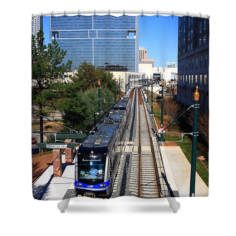 Cats Shower Curtain featuring the photograph Charlotte Light Rail by Joseph C Hinson