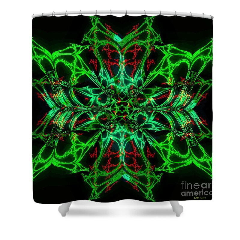Fractal Art Shower Curtain featuring the digital art Charlotte's New Freakin' Awesome Neon Web by Elizabeth McTaggart