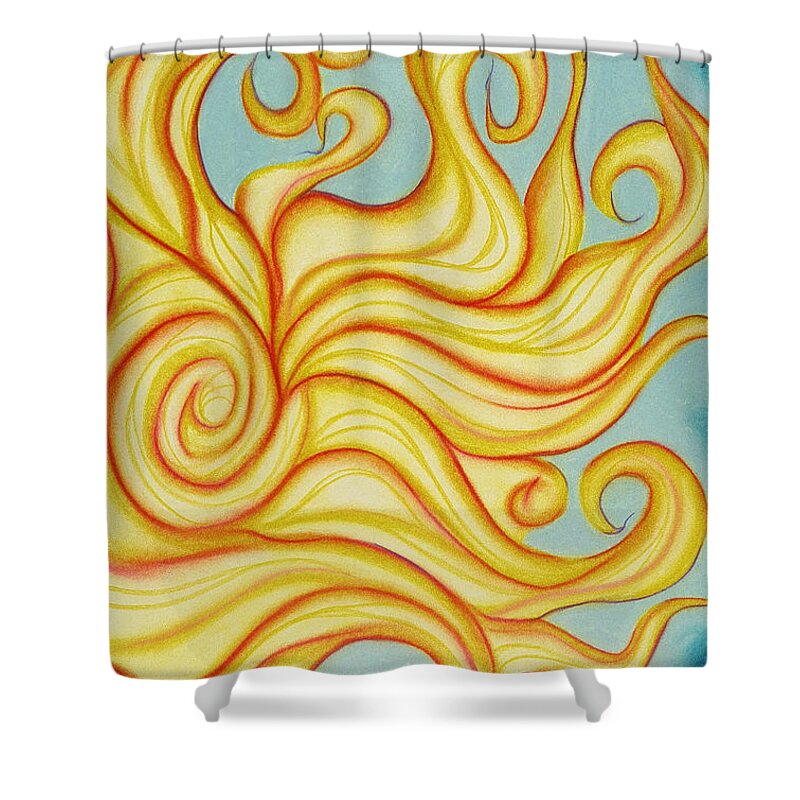 Sun Shower Curtain featuring the pastel Chatting Sun by Susan Will