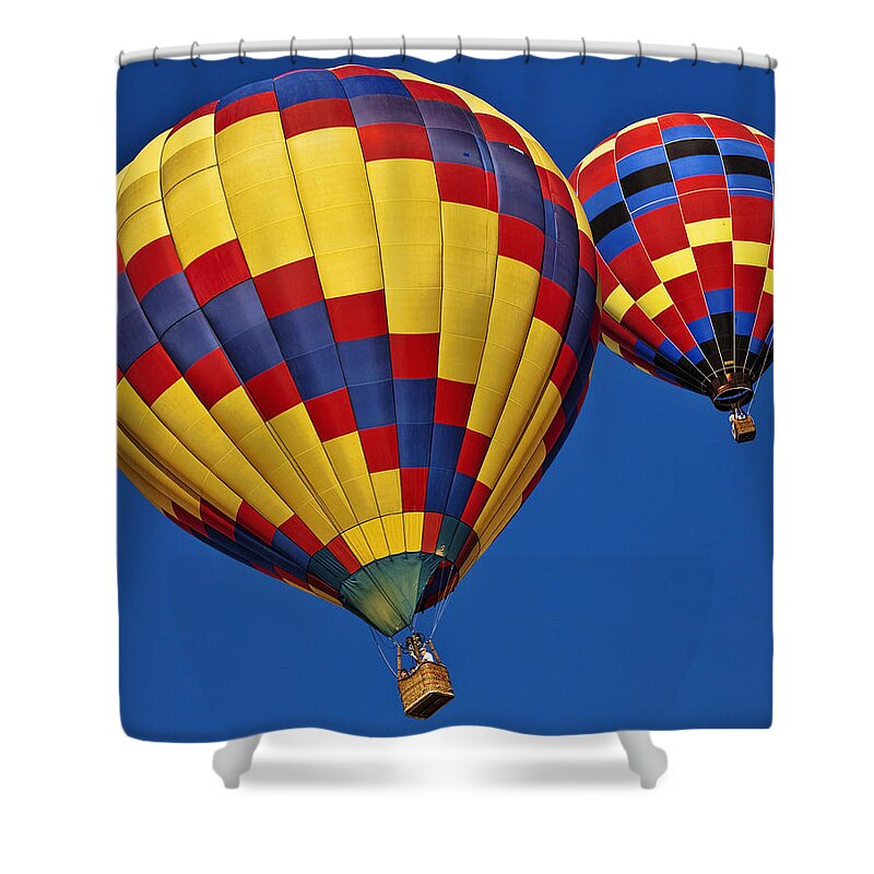 Hot Air Balloon Shower Curtain featuring the photograph Checkers by Diana Powell