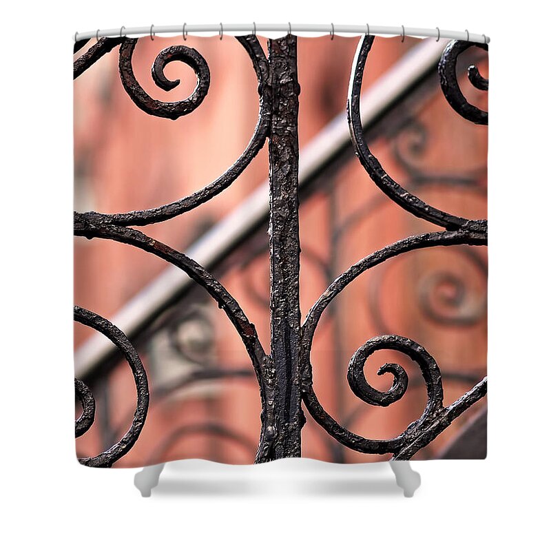 Abstract Shower Curtain featuring the photograph Chelsea Wrought Iron Abstract by Rona Black