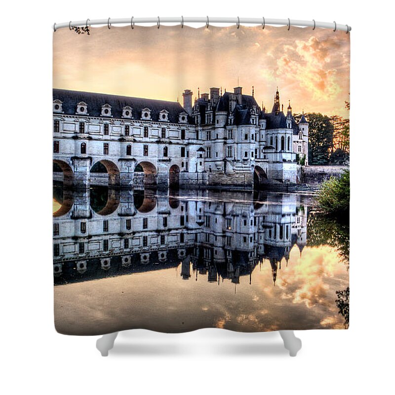 Chateau De Chenonceau Shower Curtain featuring the photograph Chenonceau Sunset by Weston Westmoreland