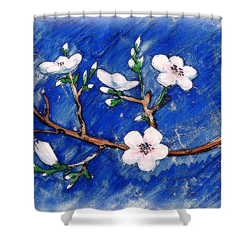 Cherry Shower Curtain featuring the painting Cherry Blossoms by Irina Sztukowski