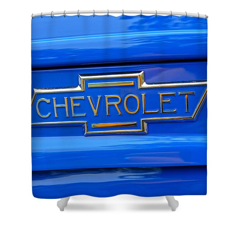 Chevrolet Shower Curtain featuring the photograph Chevrolet Emblem by Alan Hutchins