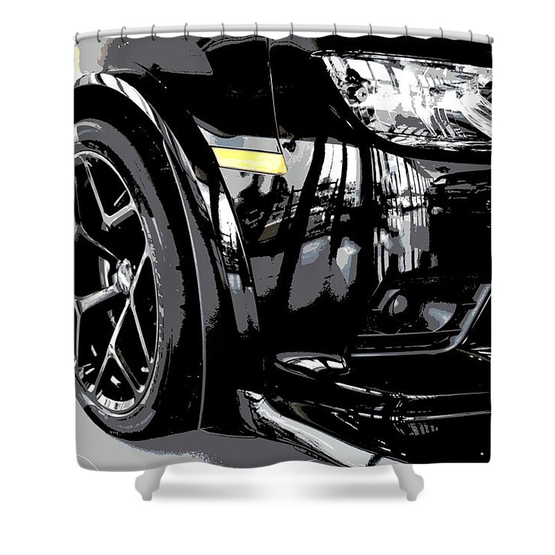 Camaro Shower Curtain featuring the photograph Chevy Camaro Z28 Black by Katy Hawk