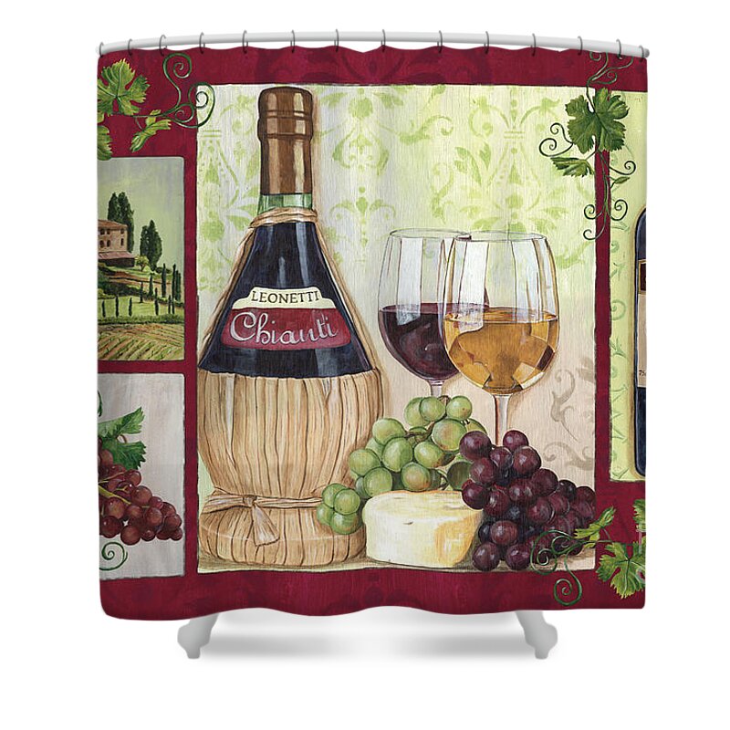 Wine Shower Curtain featuring the painting Chianti and Friends 2 by Debbie DeWitt