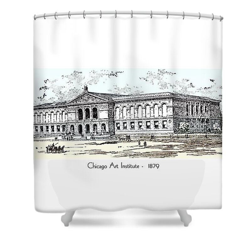 Chicago Shower Curtain featuring the digital art Chicago Art Institute - 1879 by John Madison