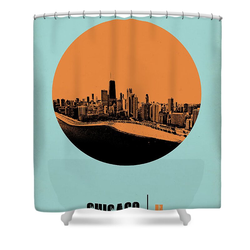 Chicago Shower Curtain featuring the digital art Chicago Circle Poster 2 by Naxart Studio