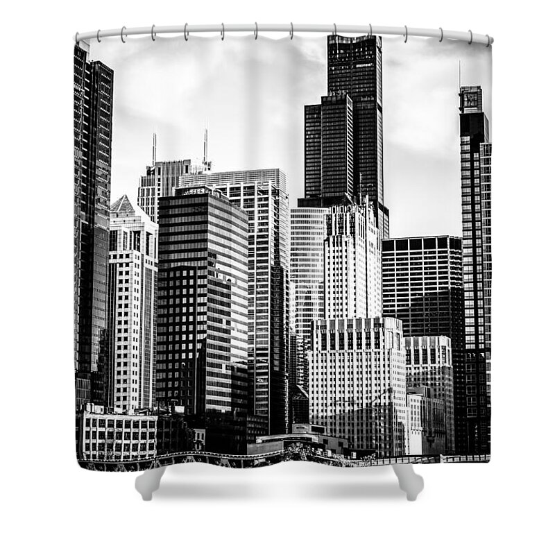 America Shower Curtain featuring the photograph Chicago High Resolution Picture in Black and White by Paul Velgos