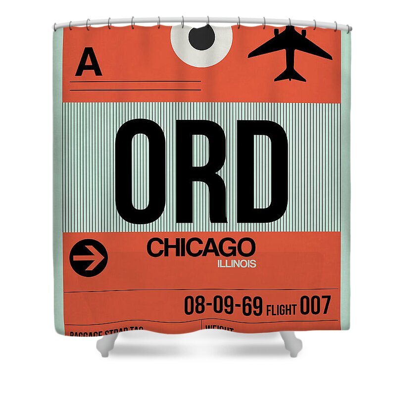 Chicago Shower Curtain featuring the digital art Chicago Luggage Poster 2 by Naxart Studio