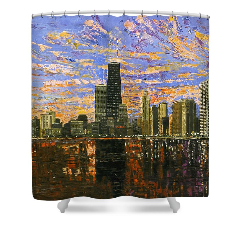 Chicago Shower Curtain featuring the painting Chicago by Mike Rabe